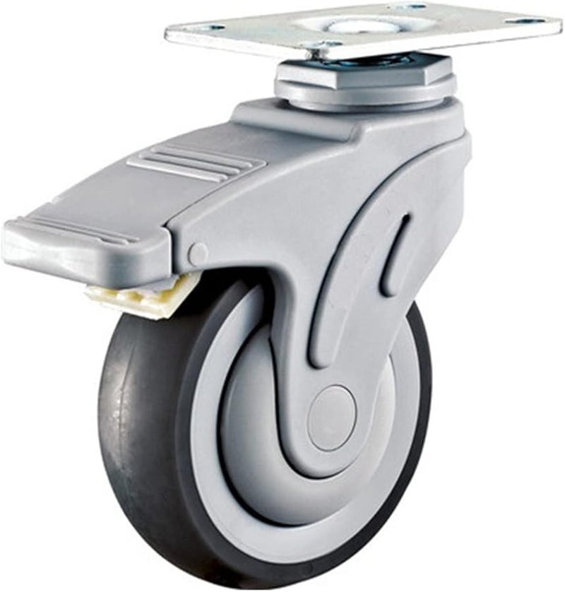 4 Inch Flat With Brake Universal Mute Non Slip Wear Resistant Plastic Caster Wheel - Image 1