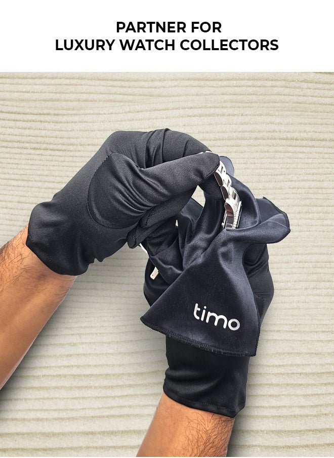 timo - Premium Microfiber Watch & Jewelry Cleaning Set - Ultra-Fine Cloth & Gloves for Luxury Watch Handling, Scratch-Free & Reusable, Ideal for Jewellery, Eyeglasses, and Optical Products - Image 1