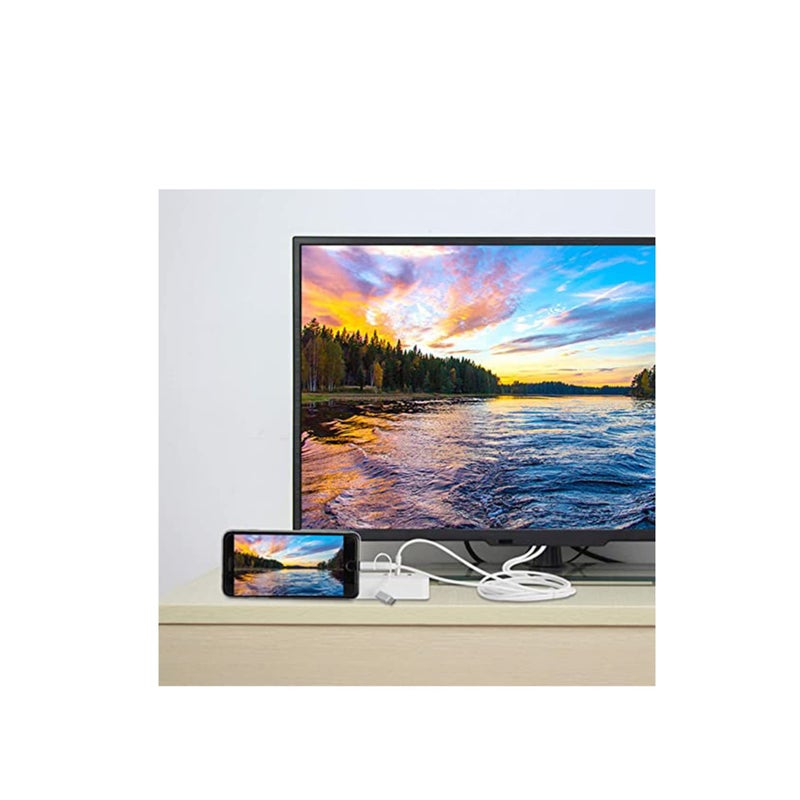 SOLARAE 3 in 1 HDMI Adapter Cable, Phone to HDMI Cable Digital Audio Mirror, Mobile Phone Screen to TV Projector Monitor 1080P HDTV Adapter for All System Devices - Image 2