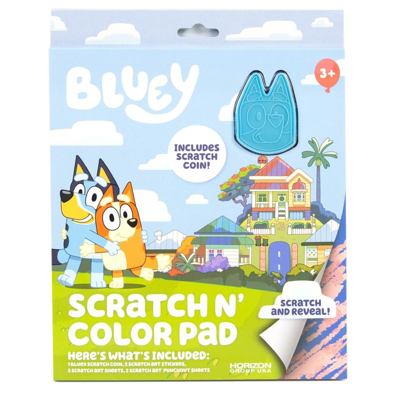 Horizon Group USA Bluey Scratch ‘n Color Pad, 9-Page Activity Coloring Book, Includes Scratch Art, Stickers for Kids, Bluey Toys, On the Go Activity Playset, Bluey Toys for Toddlers 1-3, Great Gift for Kids Ages 3 & Up - Image 1