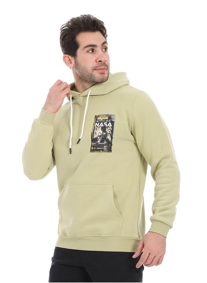 Andora - Kangaroo Pockets Fleeced Hoodie_Light Green - Image 1