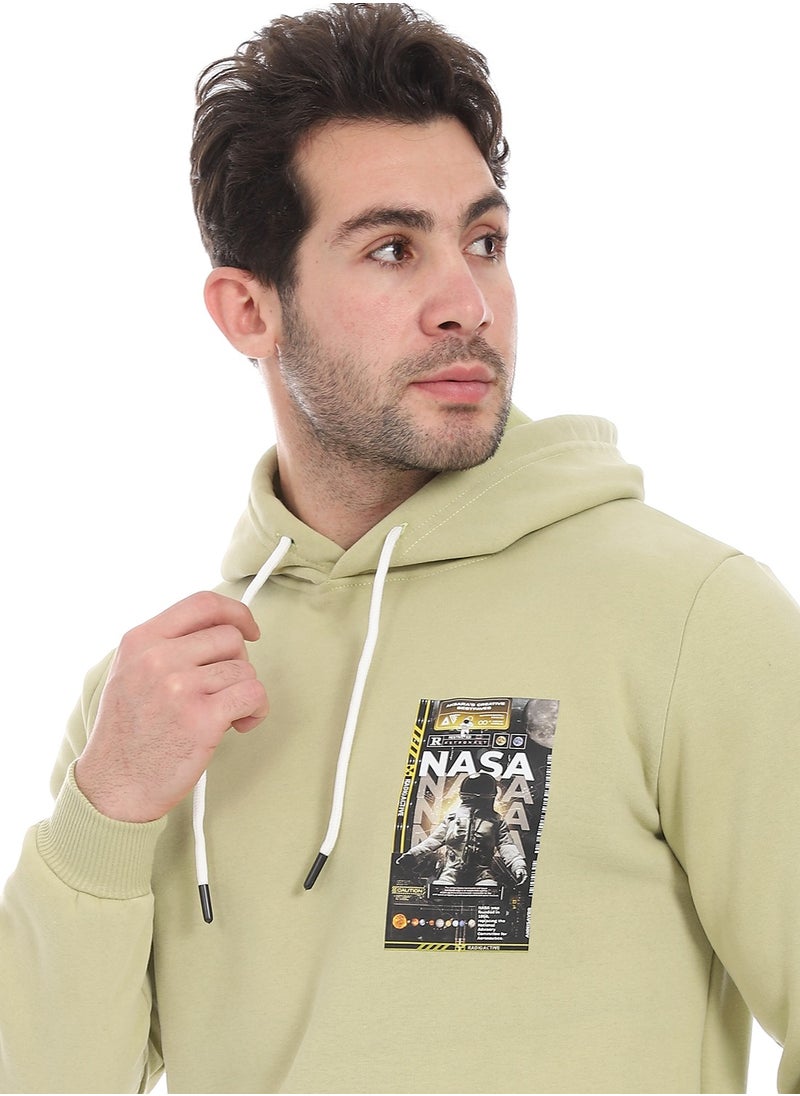 Andora - Kangaroo Pockets Fleeced Hoodie_Light Green - Image 1