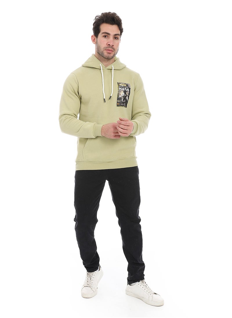 Andora - Kangaroo Pockets Fleeced Hoodie_Light Green - Image 1
