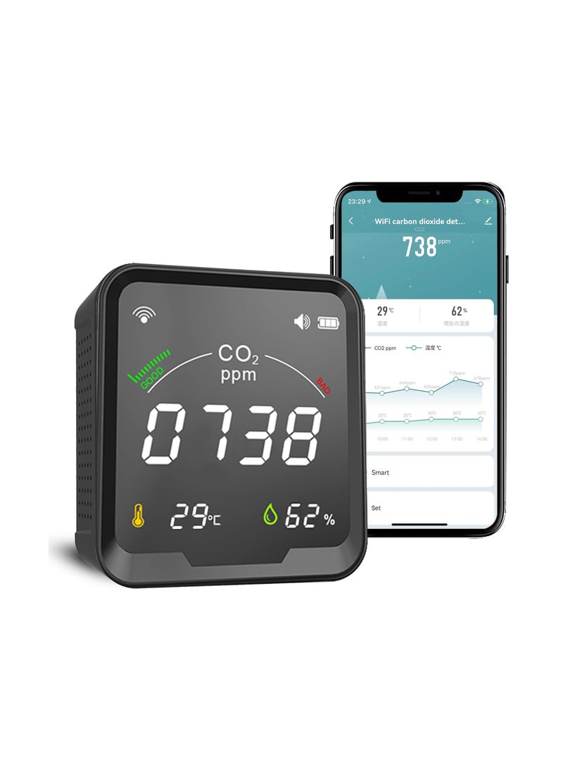 CO2 Detector, CO2 Detector Air Monitor, Smart CO2 Detector, Indoor Air Quality Monitor, Temperature Humidity Air Tester for CO2 Alarm, Smart Life Tuya APP Digital CO2 Meter (Black) - pzsku/Z3E3FA38176A48F32266BZ/45/_/1718093941/bbbd0a7e-b326-41dc-869b-627d91d9cbb3