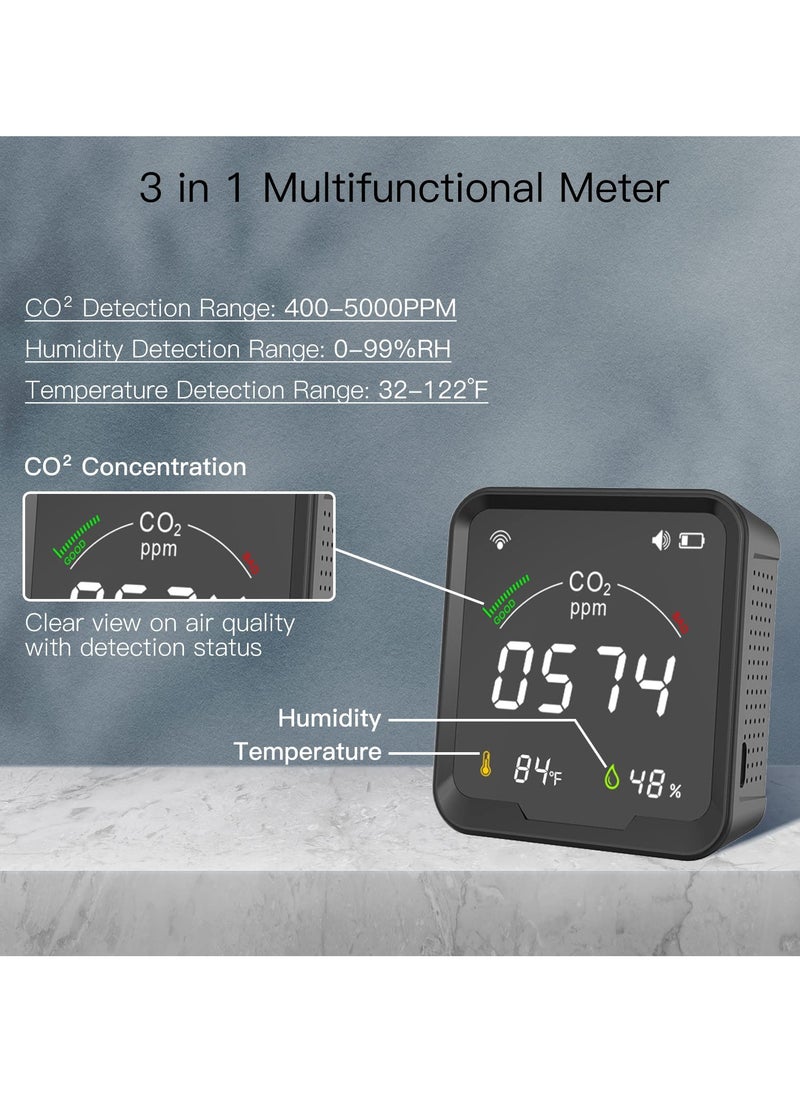 CO2 Detector, CO2 Detector Air Monitor, Smart CO2 Detector, Indoor Air Quality Monitor, Temperature Humidity Air Tester for CO2 Alarm, Smart Life Tuya APP Digital CO2 Meter (Black) - pzsku/Z3E3FA38176A48F32266BZ/45/_/1718093942/8e031fc6-e38b-4c07-8a5e-37fd2a14756c