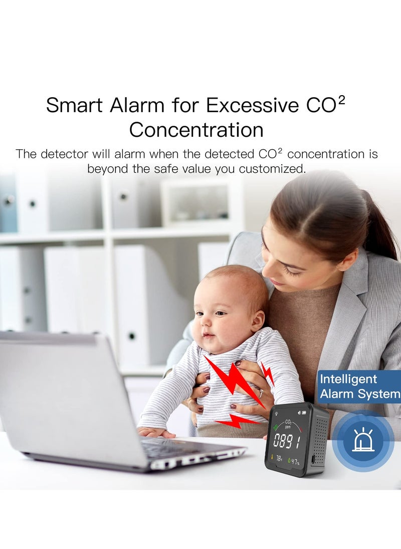 CO2 Detector, CO2 Detector Air Monitor, Smart CO2 Detector, Indoor Air Quality Monitor, Temperature Humidity Air Tester for CO2 Alarm, Smart Life Tuya APP Digital CO2 Meter (Black) - pzsku/Z3E3FA38176A48F32266BZ/45/_/1718093942/cabe328d-741d-4545-b436-1eb8fc7695e0