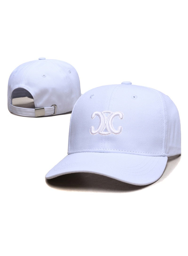 White Baseball Cap with Embroidered Logo