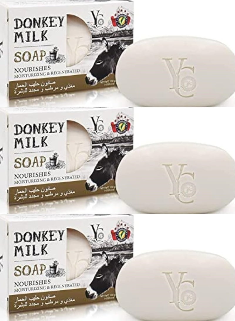 واي سي ثلاثة قطع من صابون حليب الحمار 130x3 جرام - Image 1