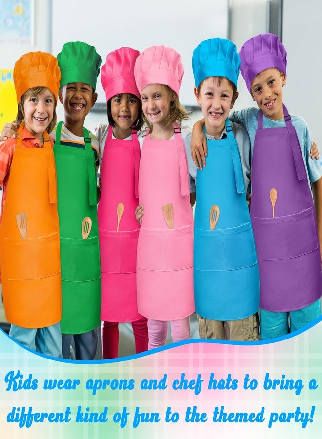 2ooya Kids Apron and Chef Hat Set - 6Pcs Colorful Adjustable Kitchen Toddler Apron for Girls Boys, Pretend Play Toy Cooking Gift for Kids Baking Painting Career Day Costume Kitchen Game Supplies - Image 5