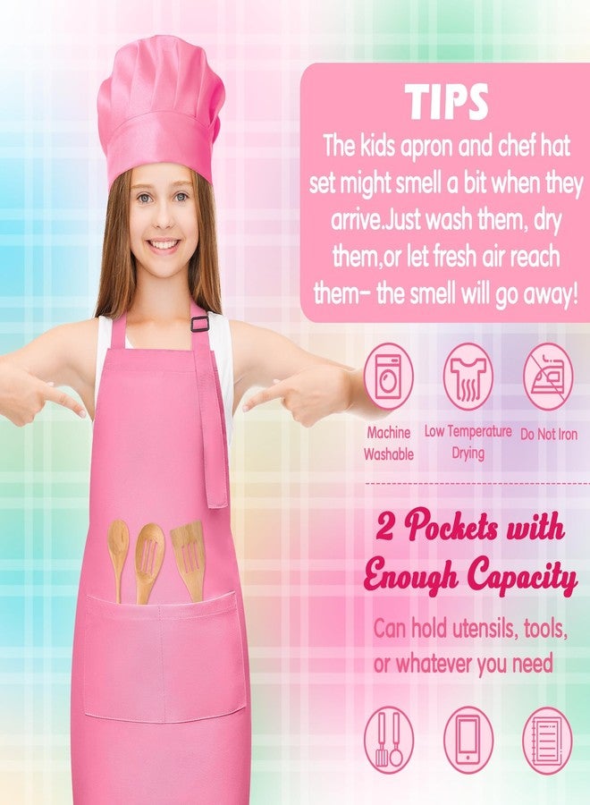2ooya Kids Apron and Chef Hat Set - 6Pcs Colorful Adjustable Kitchen Toddler Apron for Girls Boys, Pretend Play Toy Cooking Gift for Kids Baking Painting Career Day Costume Kitchen Game Supplies - Image 4