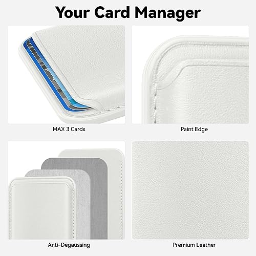 Amzone Stronger Magnetic RFID Leather Mag-Safe Card Holder for iPhone 16 Series, Mag-Safe Accessories Stick on Series of iPhone 17/16/15/14/13/12 and Pro/Promax, White - Image 3