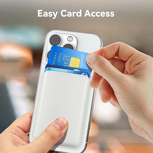 Amzone Stronger Magnetic RFID Leather Mag-Safe Card Holder for iPhone 16 Series, Mag-Safe Accessories Stick on Series of iPhone 17/16/15/14/13/12 and Pro/Promax, White - Image 5