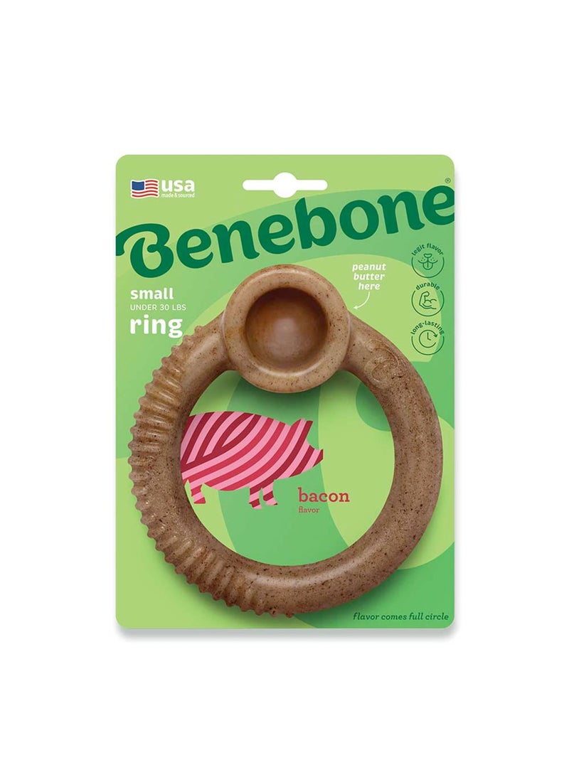 Benebone Ring Dog Toy Bacon - Image 1