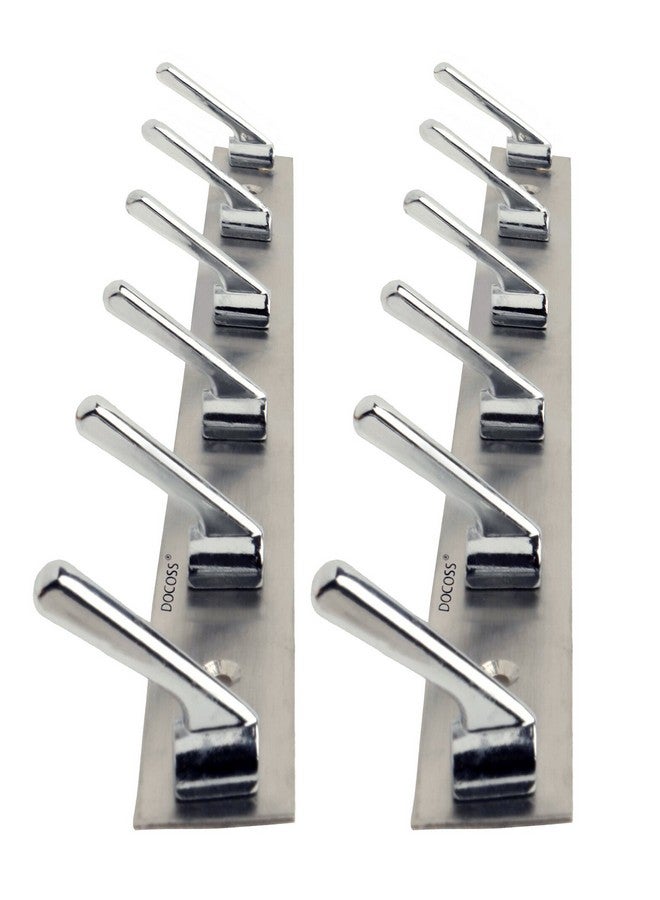 DOCOSS Stainless Steel Wall Hooks For Hanging Cloth And Towel Hangers For Wall Hook,Door Hangers,Hook Rail Pack Of 2, Silver - Image 1