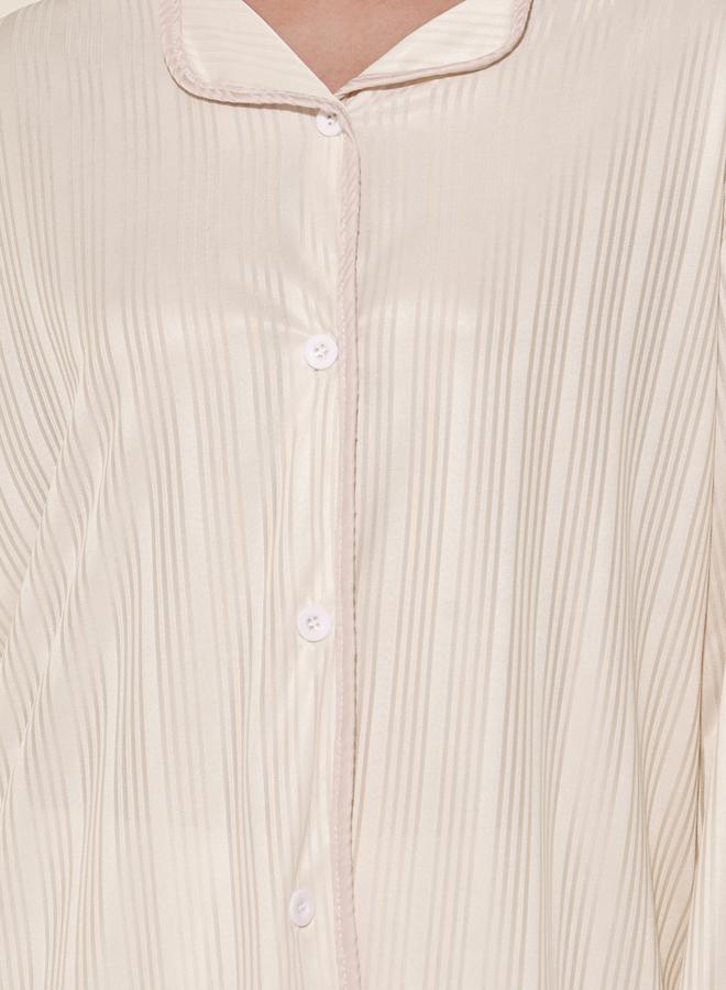 Striped Long Sleeve Shirt and Pyjama Set