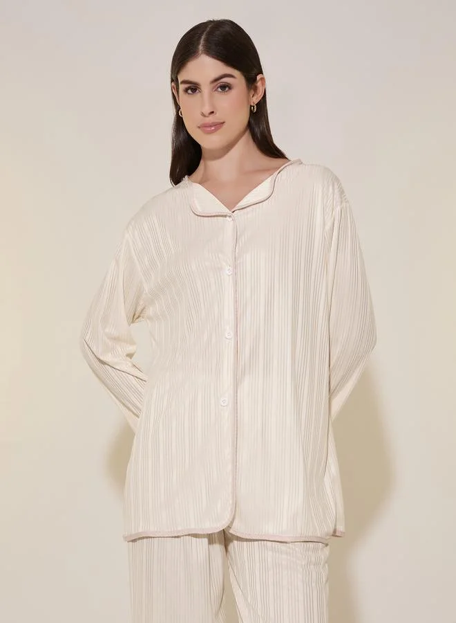 Take Two Striped Long Sleeve Shirt and Pyjama Set