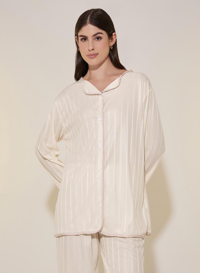 Striped Long Sleeve Shirt and Pyjama Set