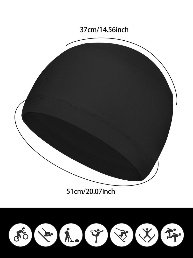 Geyoga 6 Pieces Skull Cap Sweat Wicking Cap Running Hats Helmet Liner for Men and Women Fitting Running Jogging Exercise(Black,One Size) - Image 2