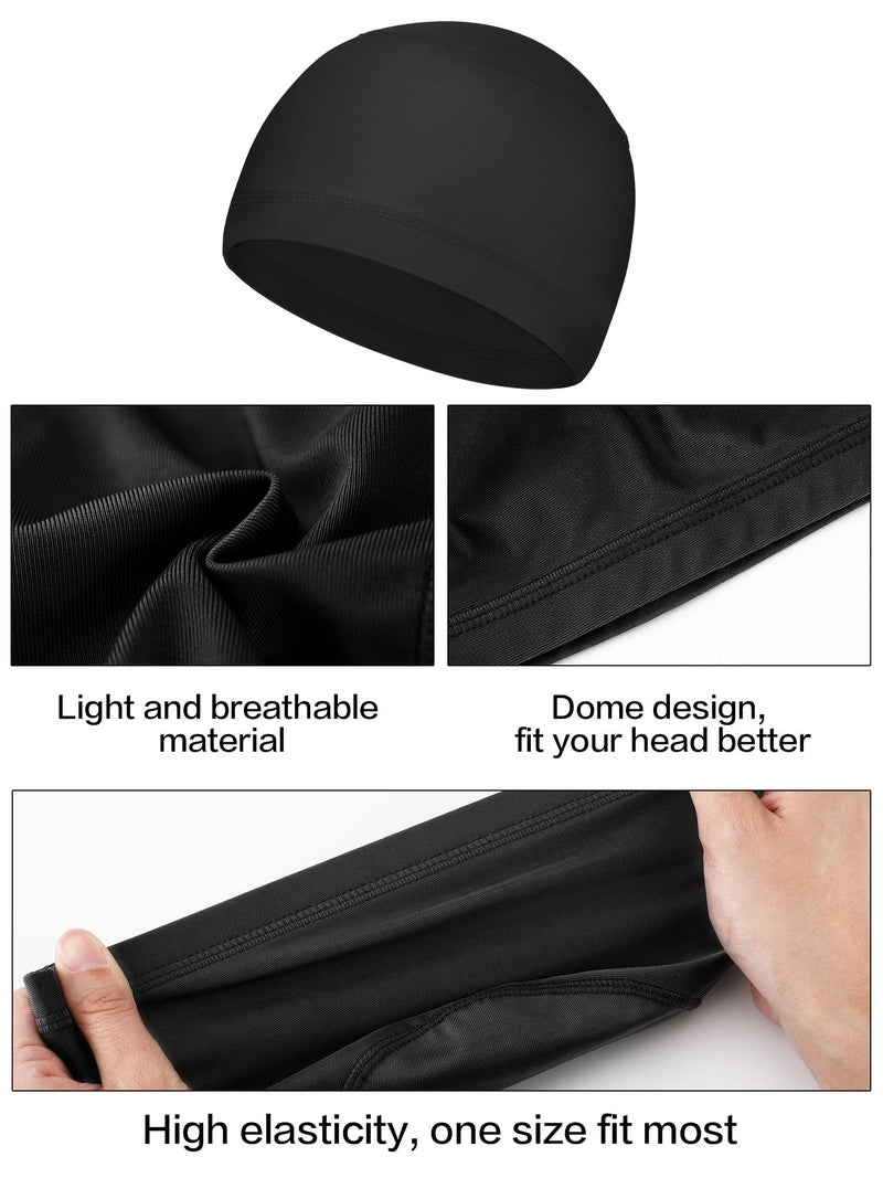 Geyoga 6 Pieces Skull Cap Sweat Wicking Cap Running Hats Helmet Liner for Men and Women Fitting Running Jogging Exercise(Black,One Size) - Image 3