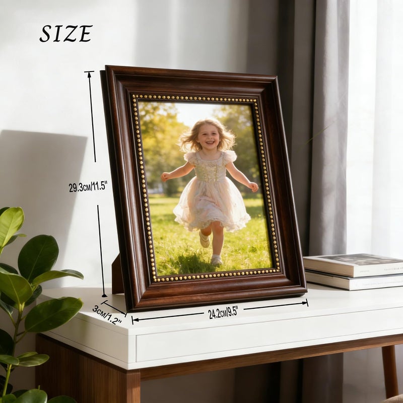 إطار صورة عتيق الطراز، مقاس 8×10 بوصة، مناسب للاستخدام على المكتب أو على الجدار، إطار صورة أنيق مصنوع من الراتنج مزين بتفاصيل رائعة، هدية فريدة لتزيين المنزل. - Image 4