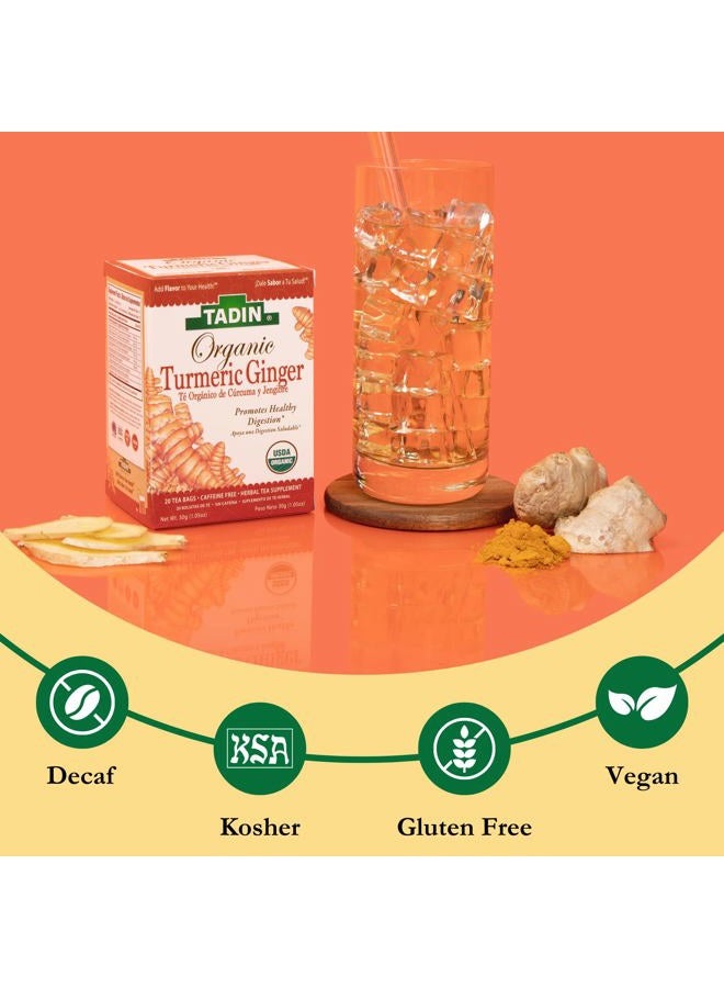 Tadin Organic Turmeric Ginger Herbal Tea. Immune System Booster. Digestive Health Supplement. Caffeine Free. 20 Teabags - Image 3