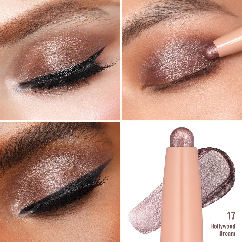 Oulac Waterproof Eye Shadow Stick Smooth and Long Lasting, Shimmering Glitter Finish, Blendable Eyes Makeup, Vegan & Cruelty-Free 1.25g, 17 Hollywood Dream - Image 3