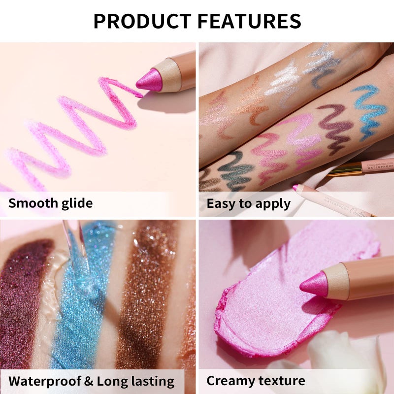 Oulac Waterproof Eye Shadow Stick Smooth and Long Lasting, Shimmering Glitter Finish, Blendable Eyes Makeup, Vegan & Cruelty-Free 1.25g, 17 Hollywood Dream - Image 5
