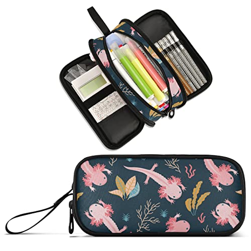 XUWU Cute Axolotl Large Capacity Pencil Case Pencil Pouch Office School Large Storage Pen Bag 3 Compartment pencil box for Adults School Teen Girl Boy Men Women - Image 1