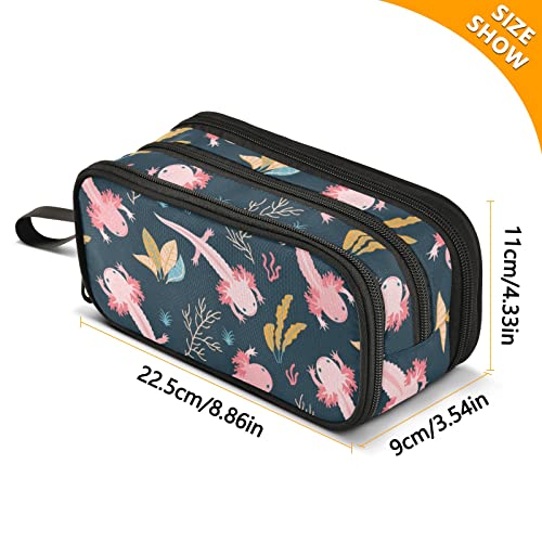 XUWU Cute Axolotl Large Capacity Pencil Case Pencil Pouch Office School Large Storage Pen Bag 3 Compartment pencil box for Adults School Teen Girl Boy Men Women - Image 3