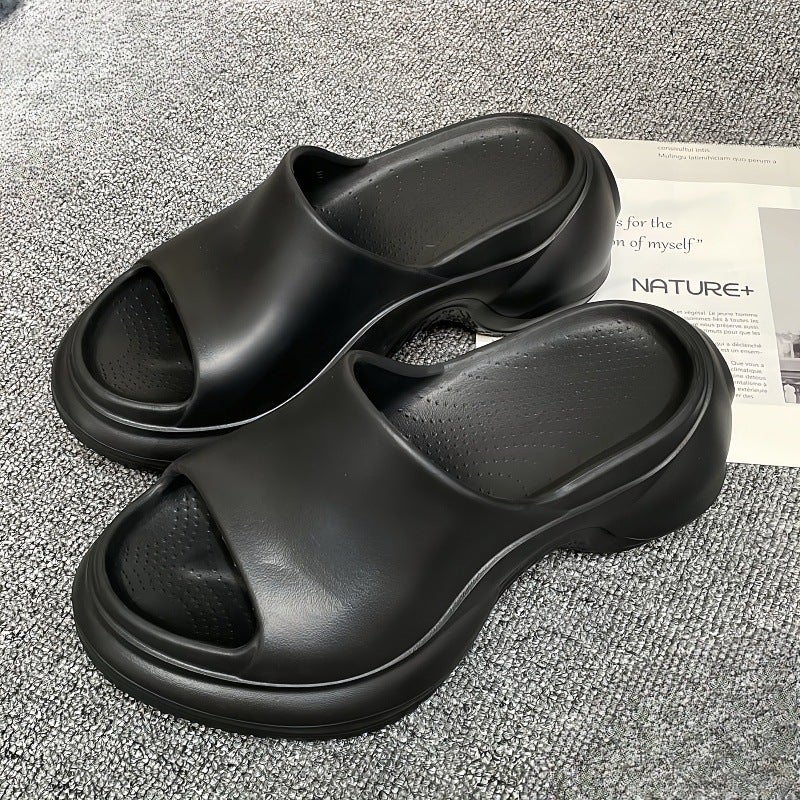 High-Heeled Thick-Soled Slippers Women'S Summer Breathable Eva Dung-Feeling Soft Non-Slip Deodorant Beach Height-Increasing Slippers - Image 1