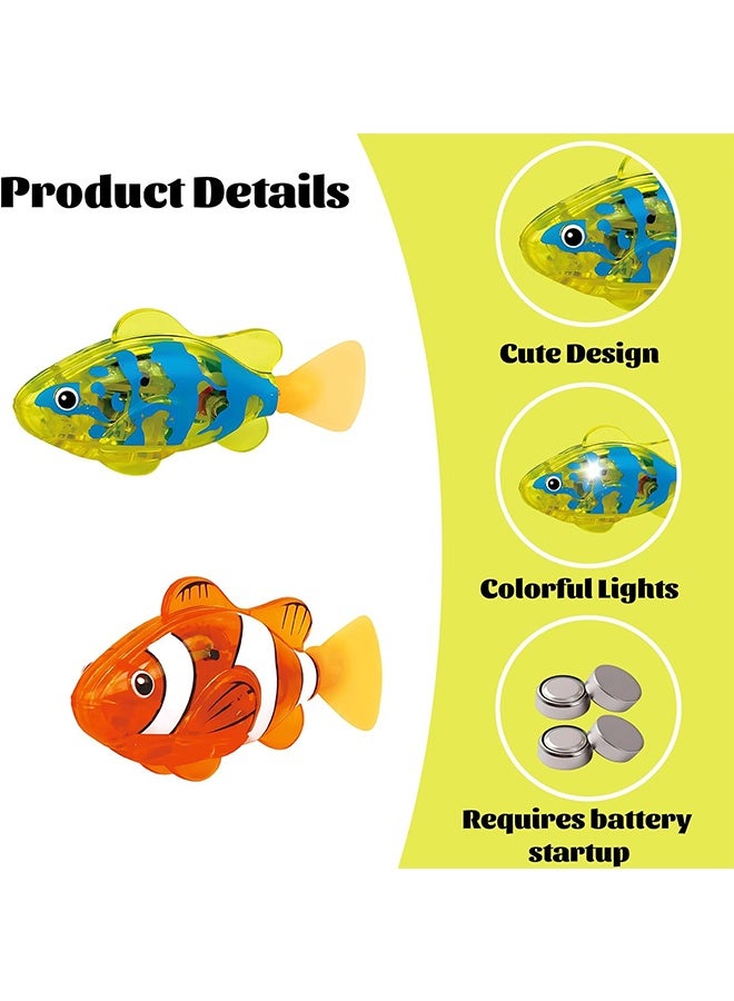 2 Pcs Automatic Swimming Fish Toy LED Glowing Bath Toy for Kids & Pets Interactive Wiggling Fish with Motion Sensor - Image 3