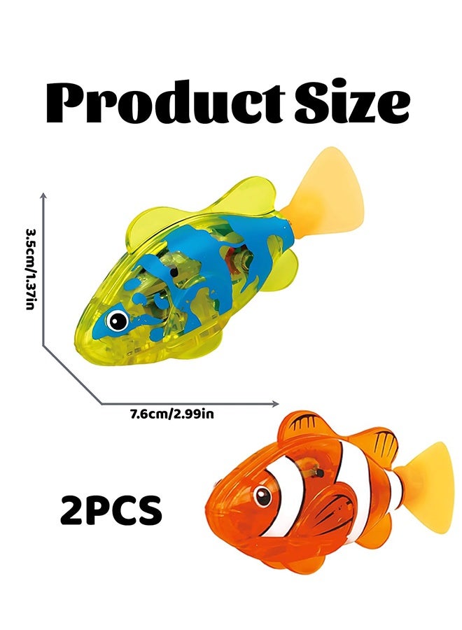 2 Pcs Automatic Swimming Fish Toy LED Glowing Bath Toy for Kids & Pets Interactive Wiggling Fish with Motion Sensor - Image 2