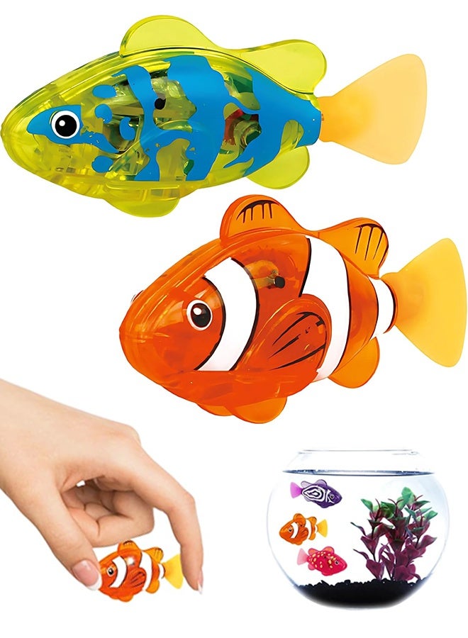 2 Pcs Automatic Swimming Fish Toy LED Glowing Bath Toy for Kids & Pets Interactive Wiggling Fish with Motion Sensor - Image 1