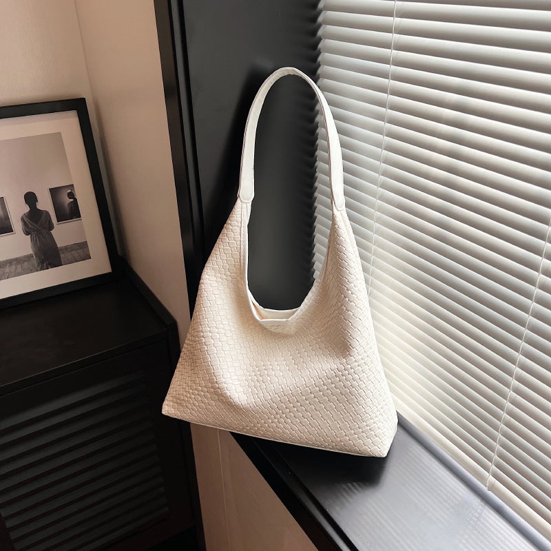Pu Fashion Woven Commuter Bag Simple Niche Design Underarm Bag Large Capacity Single Shoulder Crosbody Bag - Image 5
