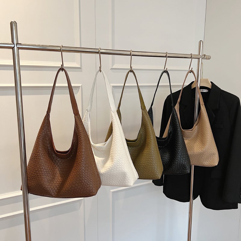 Pu Fashion Woven Commuter Bag Simple Niche Design Underarm Bag Large Capacity Single Shoulder Crosbody Bag - Image 2