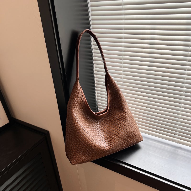 Pu Fashion Woven Commuter Bag Simple Niche Design Underarm Bag Large Capacity Single Shoulder Crosbody Bag - Image 4