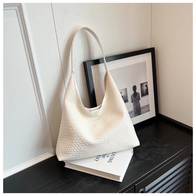 Pu Fashion Woven Commuter Bag Simple Niche Design Underarm Bag Large Capacity Single Shoulder Crosbody Bag - Image 1
