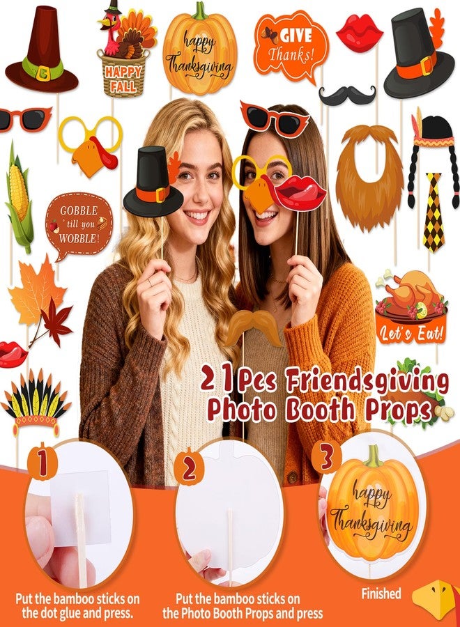 REDWORD Friendsgiving Decorations, 48Pcs Friendsgiving Party Supplies Include Friendsgiving Banner Photo Booth Props Foil Fringe Curtain Foil Balloons for Thanksgiving Fall Autumn Party Home Office Decor - Image 3