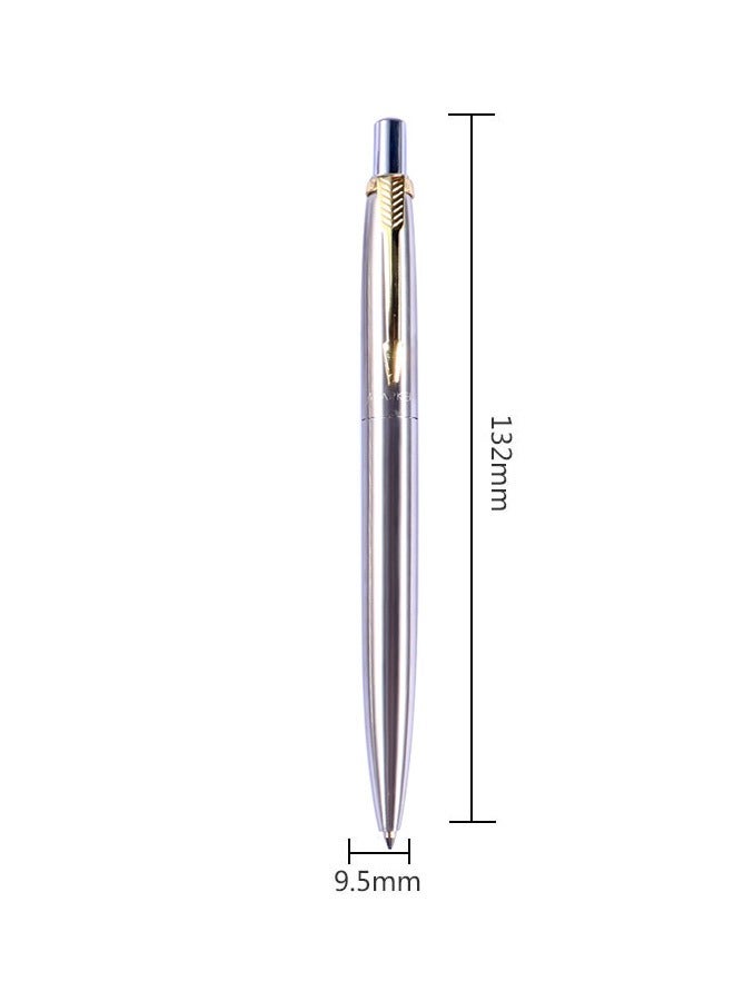 2 Pcs Sliver Click Ballpoint Pens - Black ink Medium Point(1 mm), Stainless Steel Metallic Retractable Pen - Image 5