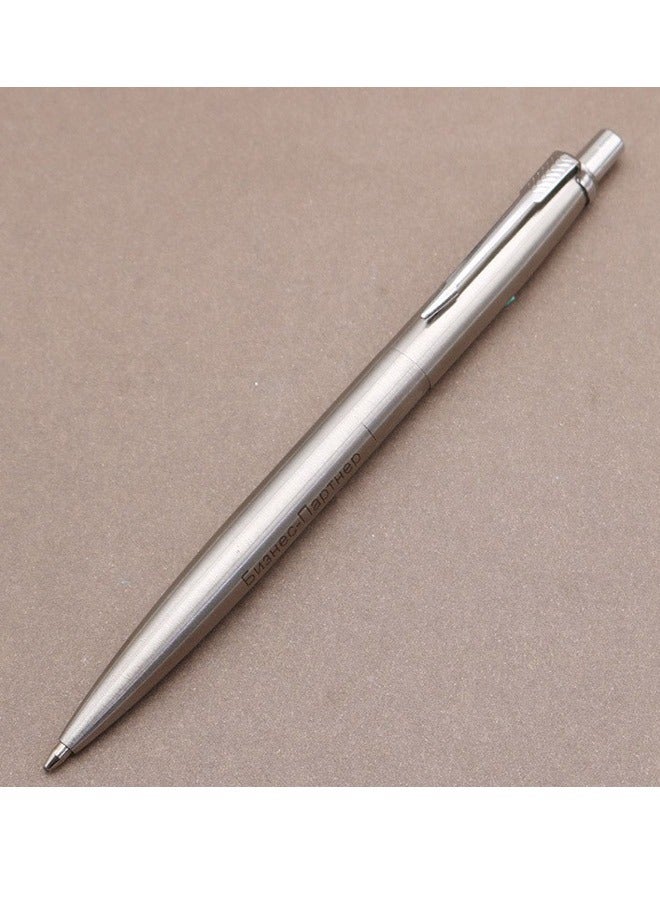 2 Pcs Sliver Click Ballpoint Pens - Black ink Medium Point(1 mm), Stainless Steel Metallic Retractable Pen - Image 4