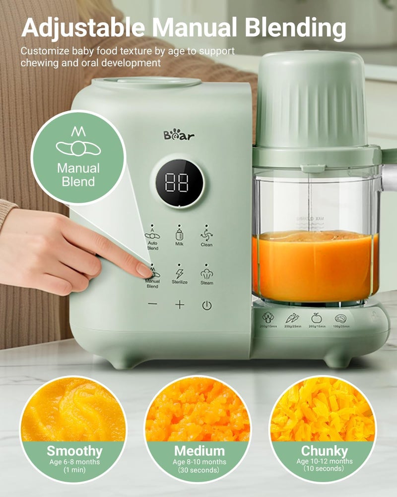 Bear 2025 Baby Food Maker with Two Layer Steam Baskets Multifunction Baby Food Processor Steamer Puree Blender Baby Food Mill with Bottle Warming Sterilizing Auto Cleaning Function BPAFree - Image 5