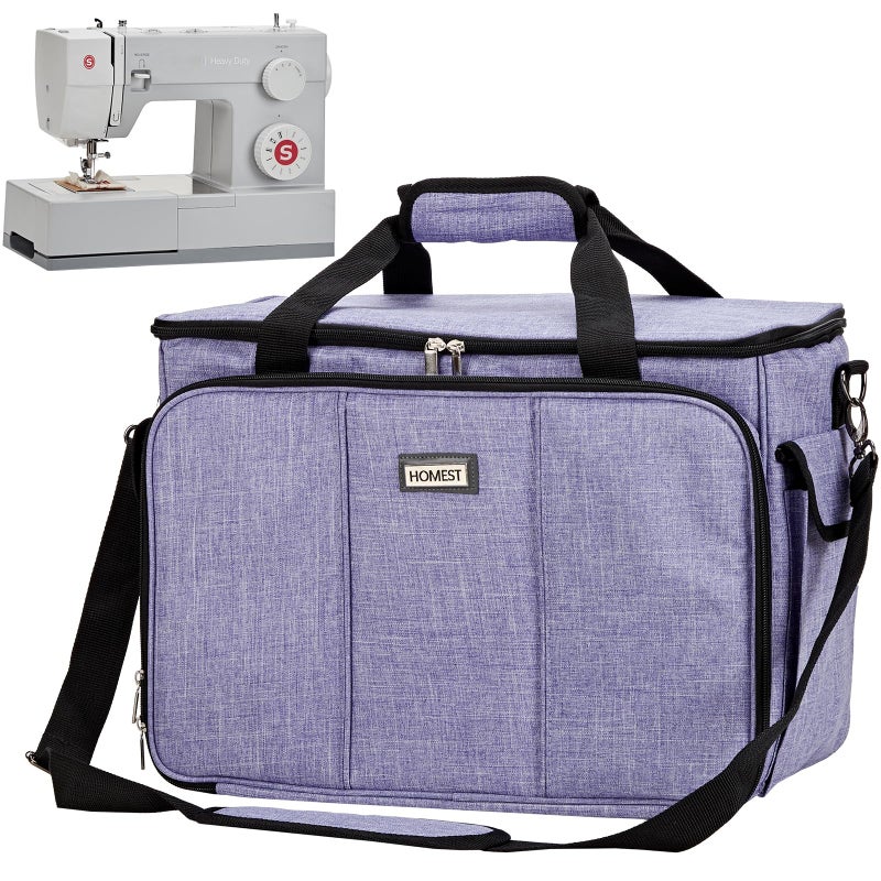 HOMEST Sewing Machine Carrying Case with Multiple Storage Pockets, Universal Tote Bag with Shoulder Strap Compatible with Most Standard Singer, Brother, Janome, Purple (Patent Design) - Image 1