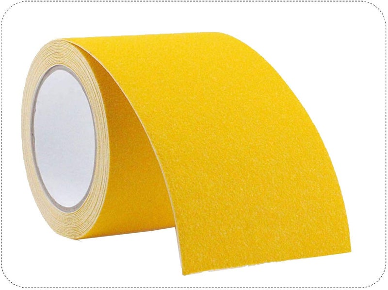Bellveen Bellveen Anti Slip Tape High Traction Abrasive Non Slip Grip Tape for Slippery Stairs Step Floors Staircase Ramps Indoor Outdoor 4 Inch Size 5Mx100MM Yellow Color 