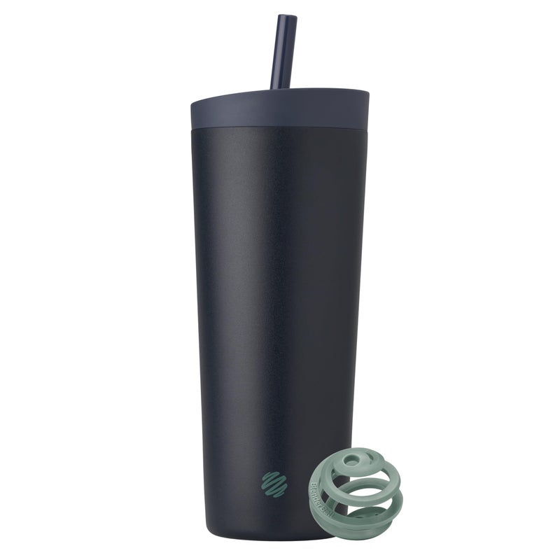 BlenderBottle 2in1 Insulated Stainless Steel Shaker Tumbler Swig Leakproof Lid Straw BlenderBall BPA Free For Protein Shakes Smoothies And Pre Workout 24 oz Midnight - Image 2