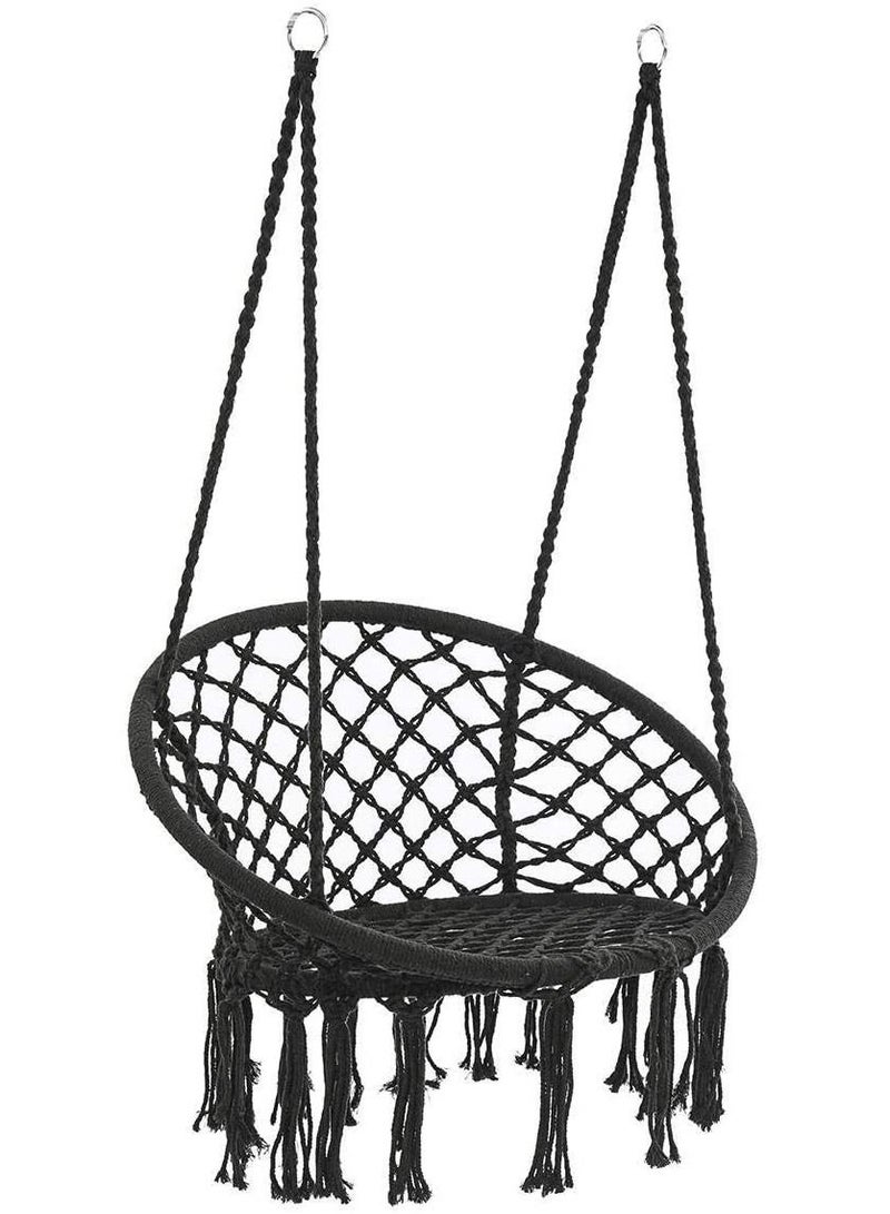 DubaiGallery Round Hammock Chair Outdoor Indoor Dormitory Bedroom Children Adult Swing Hanging Single Safety Hammock (Color : Black)  - Image 1