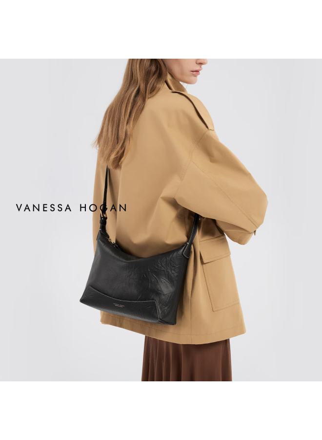 Vanessa Hogan Vh Women's Medium Hobo Bag Textured Pattern New First Layer Cowhide Commuter Versatile Shoulder Bag - Image 3