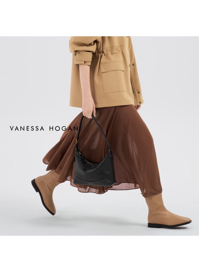 Vanessa Hogan Vh Women's Medium Hobo Bag Textured Pattern New First Layer Cowhide Commuter Versatile Shoulder Bag - Image 4