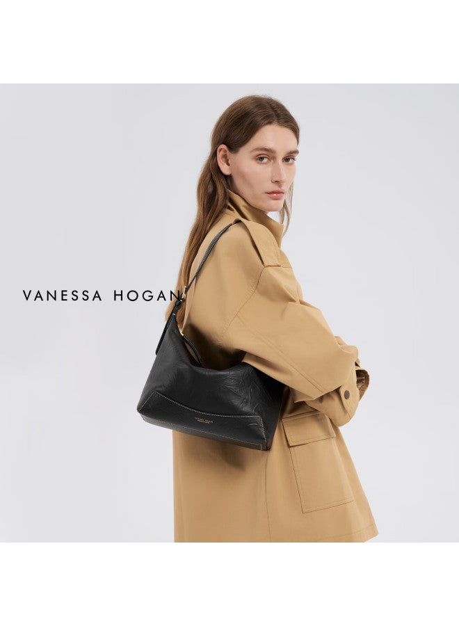 Vanessa Hogan Vh Women's Medium Hobo Bag Textured Pattern New First Layer Cowhide Commuter Versatile Shoulder Bag - Image 2