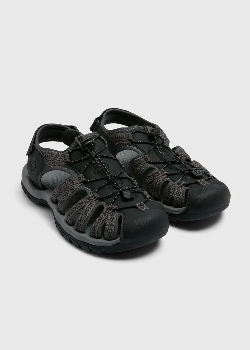 Matalan Black Technical Sandal Shoe