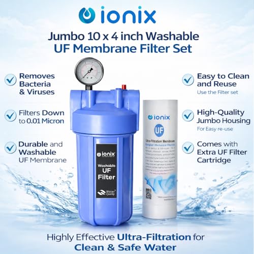 IONIX Washable UF Membrane with 3 Connection Option 1/2 inch, 3/4 inch & 1 inch | Washable UF 5 Year Shelf Life, wash and Reuse, Use with Main line, Washing Machine, Geyser, Full Set Included - Image 2